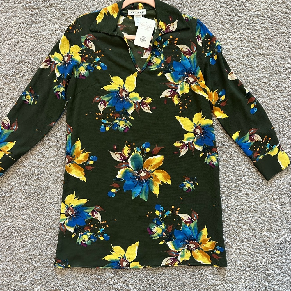 Avita Floral Dress in Green, Yellow, and Blue